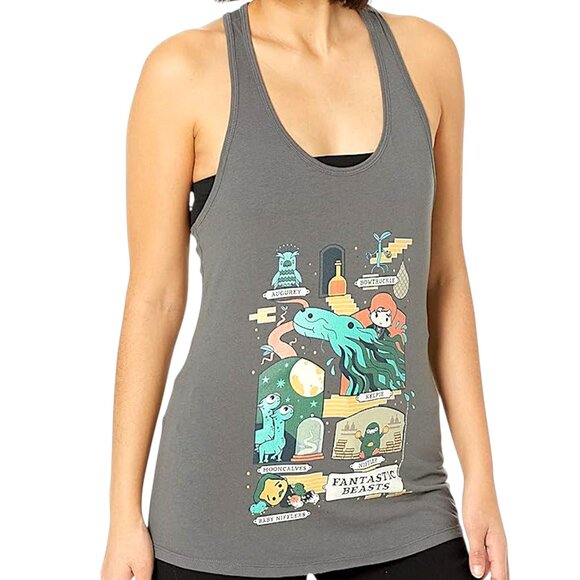 Fantastic Beasts Tank Top Gray Magical Creatures Harry Potter Wizarding World - Picture 5 of 5